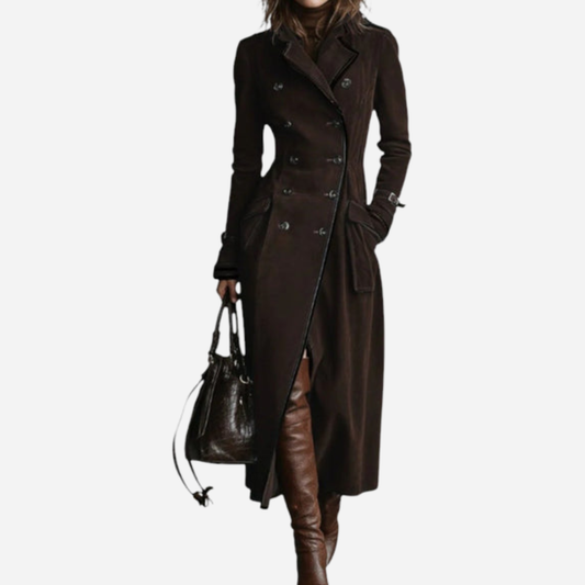 Langer Trenchcoat aus echtem Leder für Damen