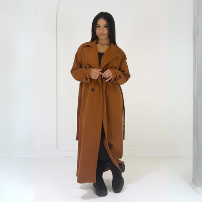 Langer Damenmantel mit Knopfleiste