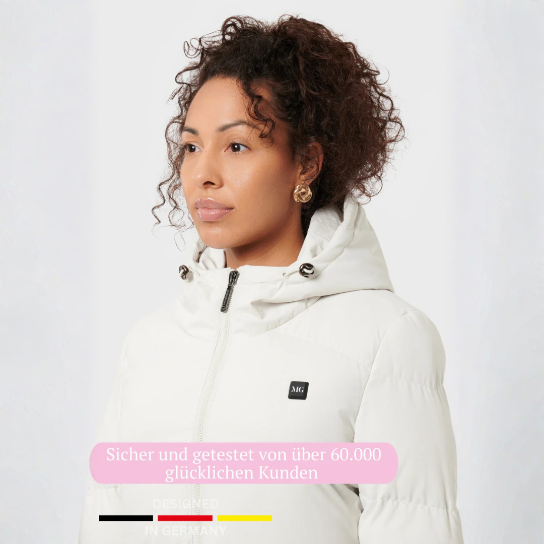 Wintermantel - Lange Damen-Steppjacke Beige