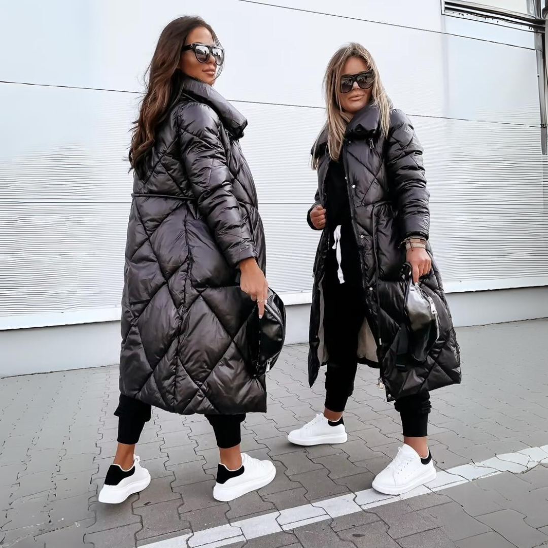 Elegante, lange Steppjacke für Damen