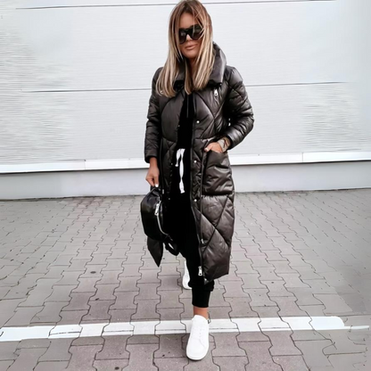 Elegante, lange Steppjacke für Damen