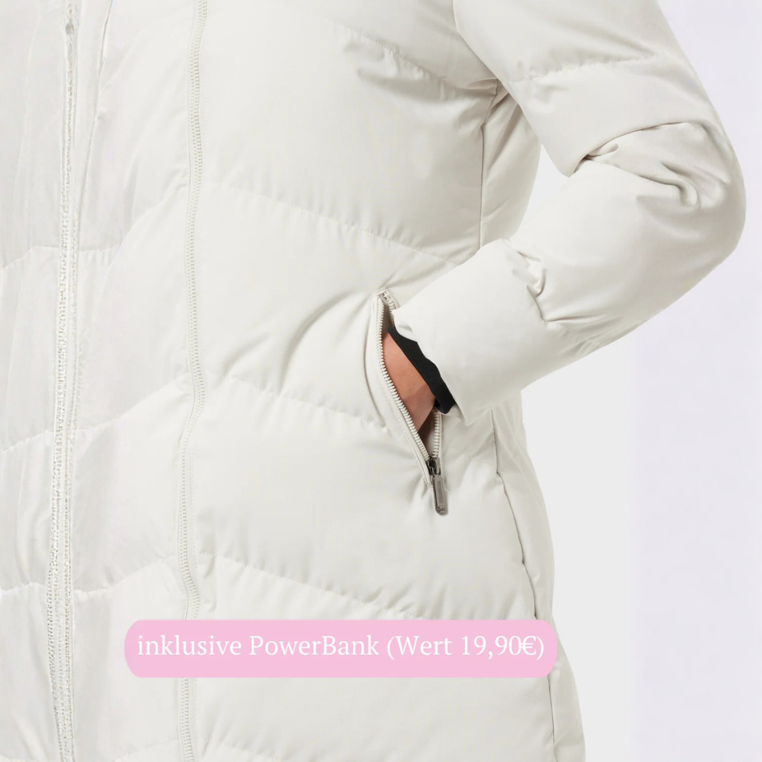 Wintermantel - Lange Damen-Steppjacke Beige