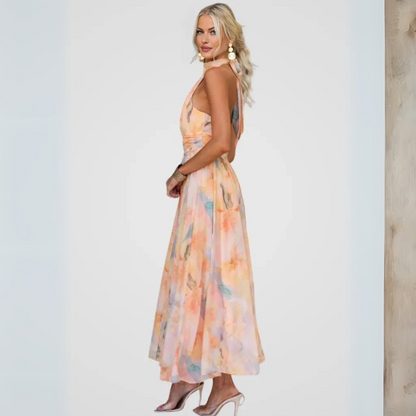 Midikleid mit Neckholder - Farbton Peach