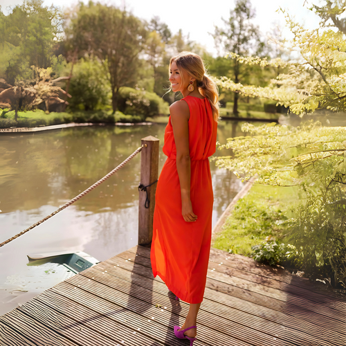 Midikleid Damen Orange