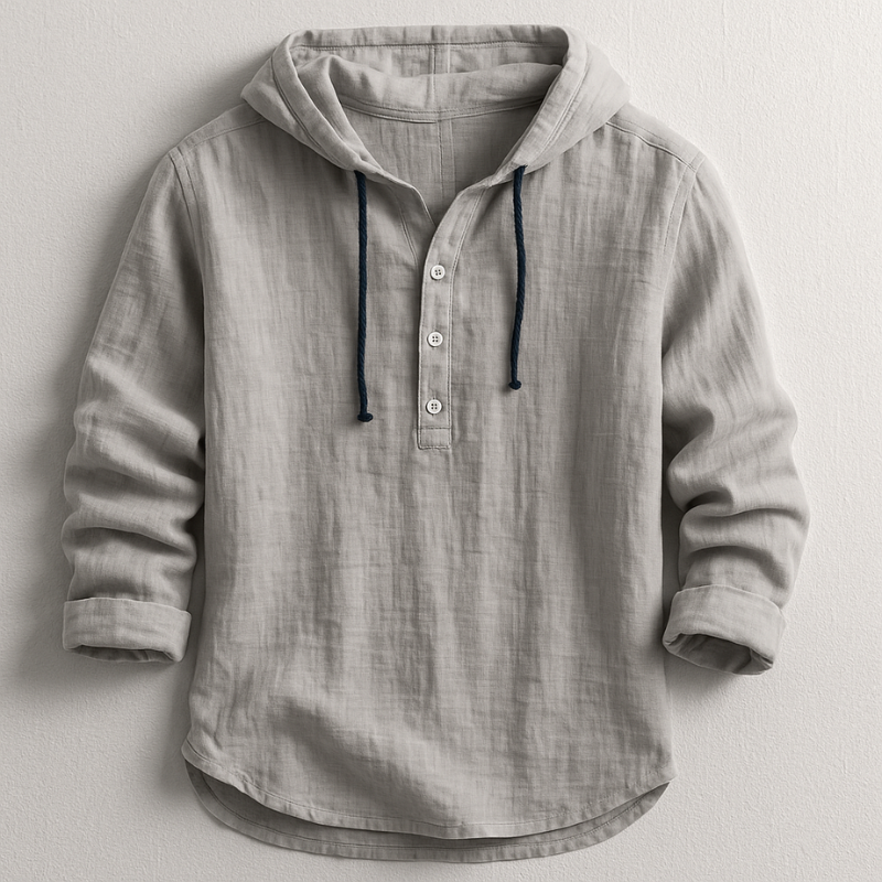 Premium-Hoodie mit Henley-Kragen