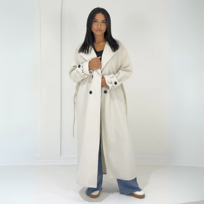 Langer Damenmantel mit Knopfleiste