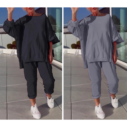 Loungewear-Set Damen - Pullover & verkürzte Hose