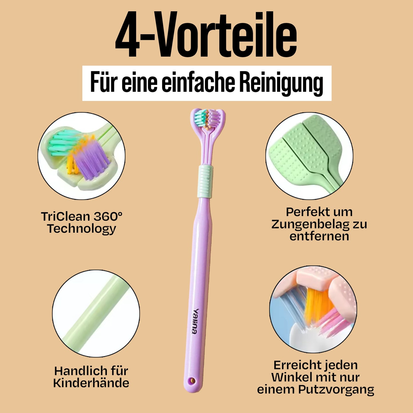 (4 Stück) TripleBrush für Kinder 1-14 Jahre