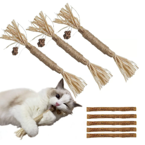 Kauspielzeug für Katzen aus natürlichen Matatabi-Sticks