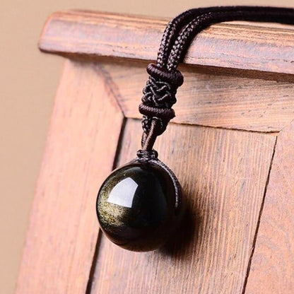 Anhänger "Sphäre" aus vergoldetem Obsidian