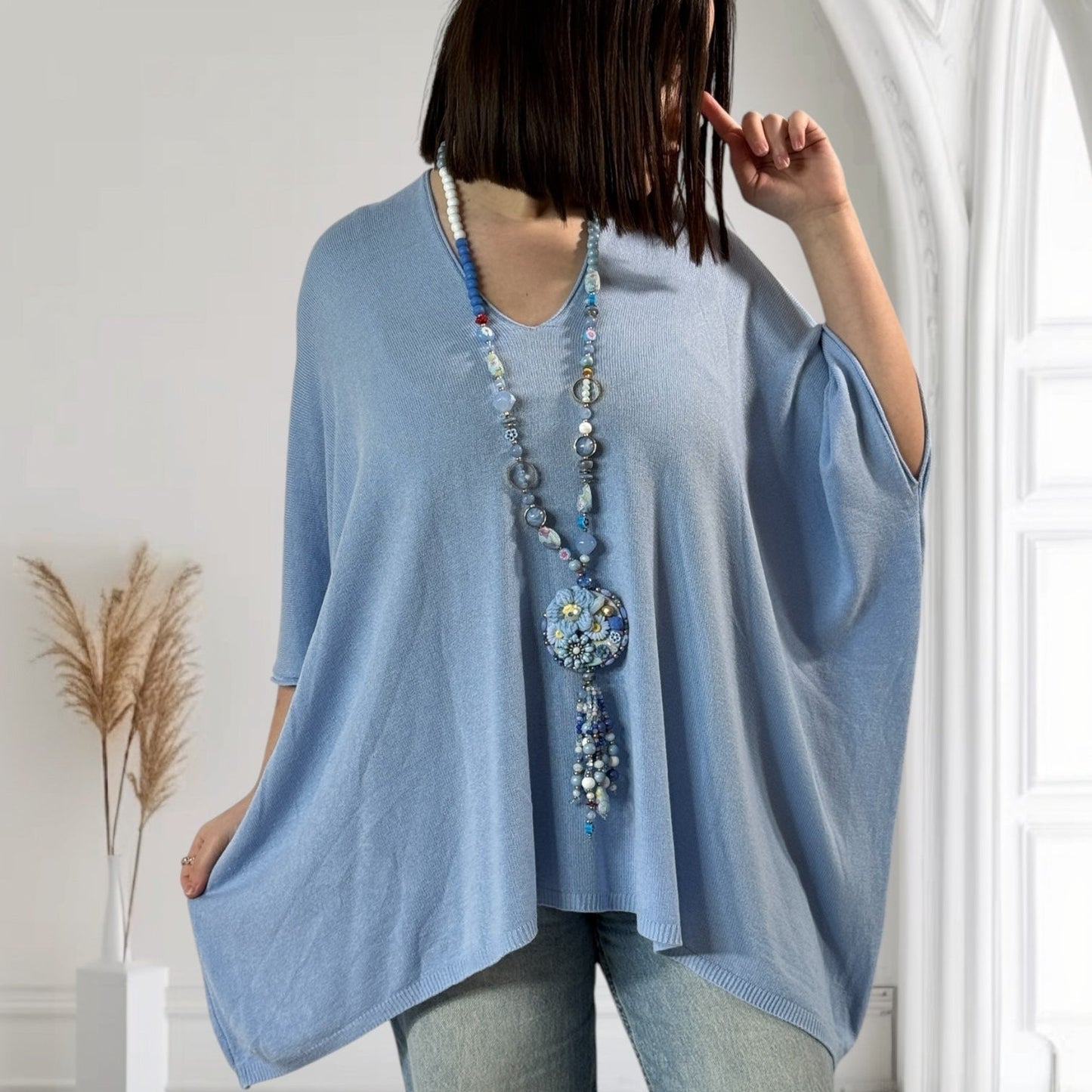 MERINGUE - PULLOVER AUS FLIESSENDER MASCHENWARE BIS GRÖSSE 56/58