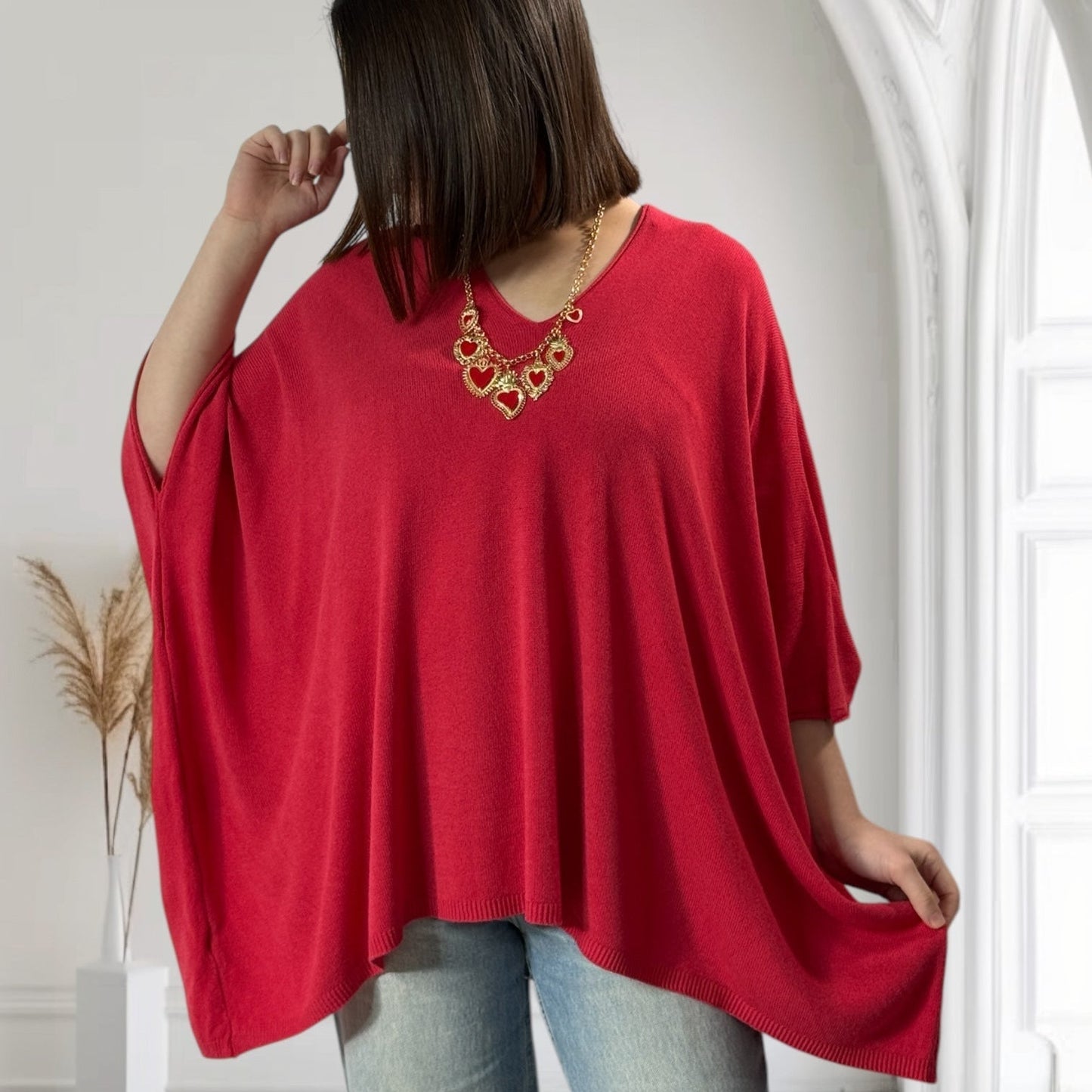 MERINGUE - PULLOVER AUS FLIESSENDER MASCHENWARE BIS GRÖSSE 56/58