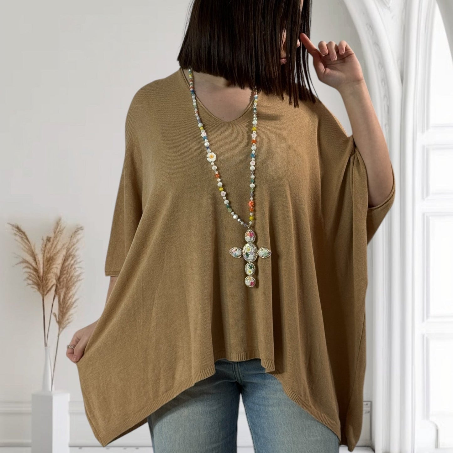 MERINGUE - PULLOVER AUS FLIESSENDER MASCHENWARE BIS GRÖSSE 56/58