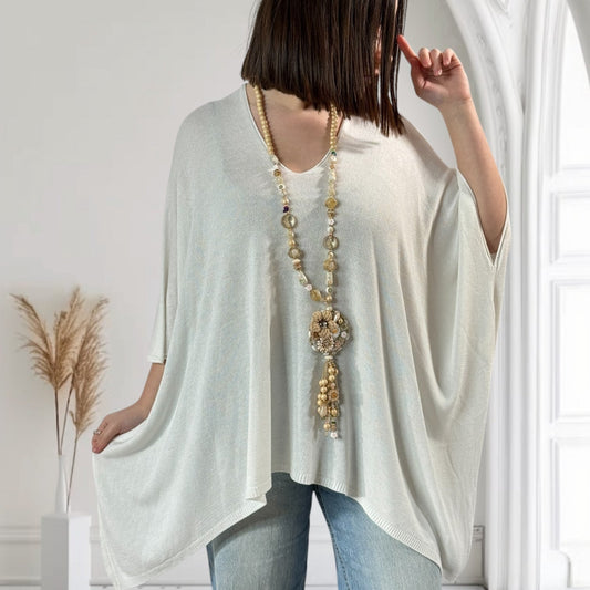 MERINGUE - PULLOVER AUS FLIESSENDER MASCHENWARE BIS GRÖSSE 56/58