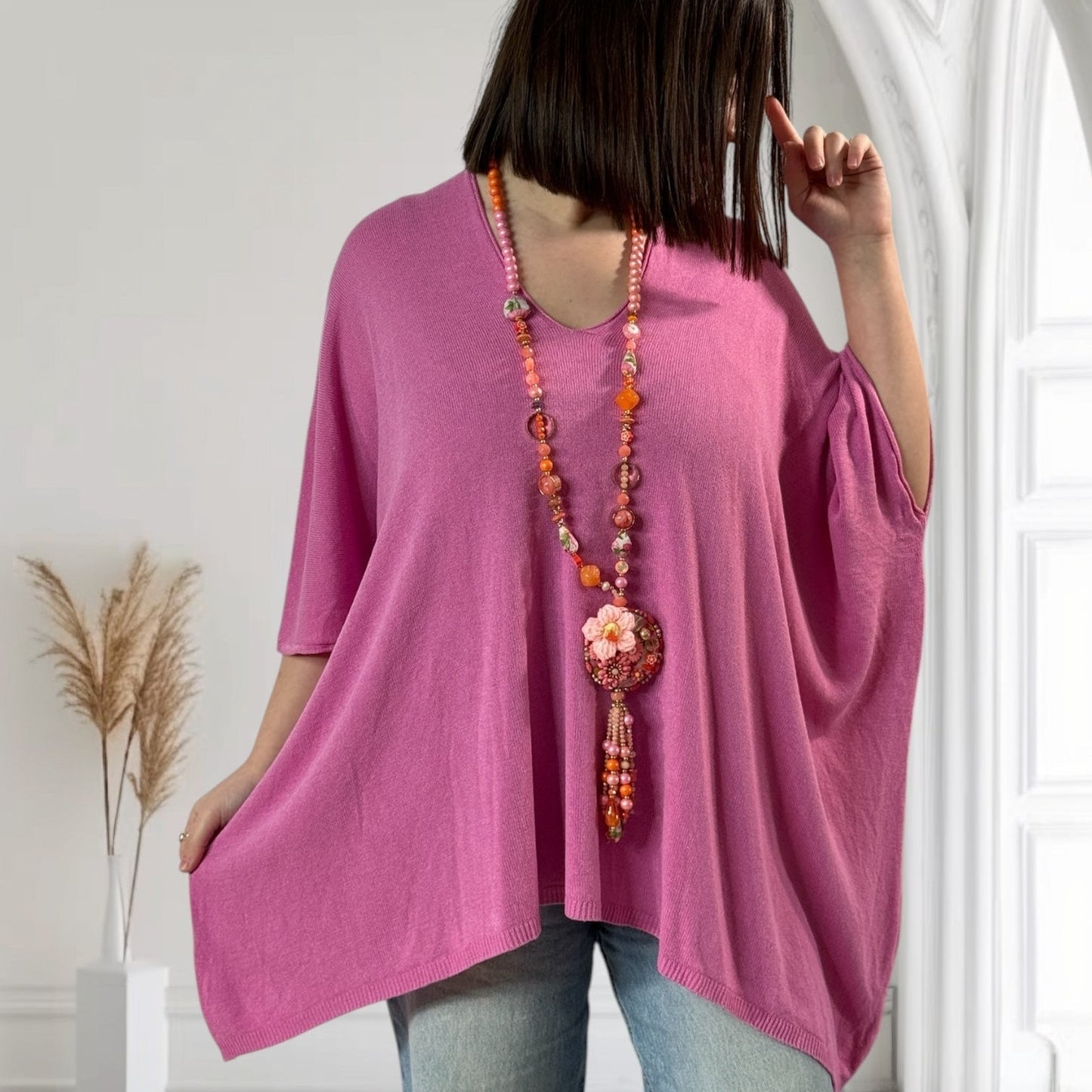 MERINGUE - PULLOVER AUS FLIESSENDER MASCHENWARE BIS GRÖSSE 56/58