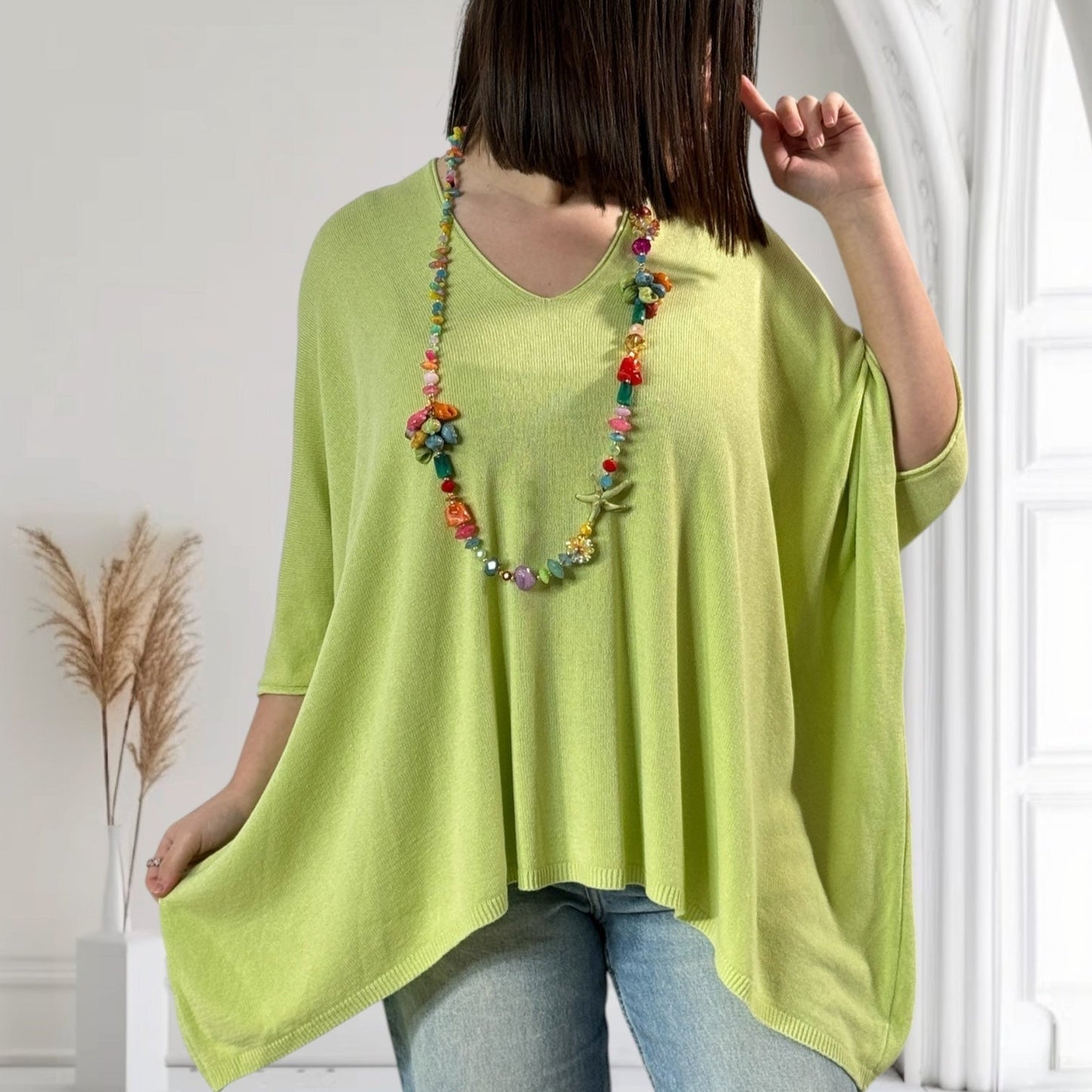 MERINGUE - PULLOVER AUS FLIESSENDER MASCHENWARE BIS GRÖSSE 56/58