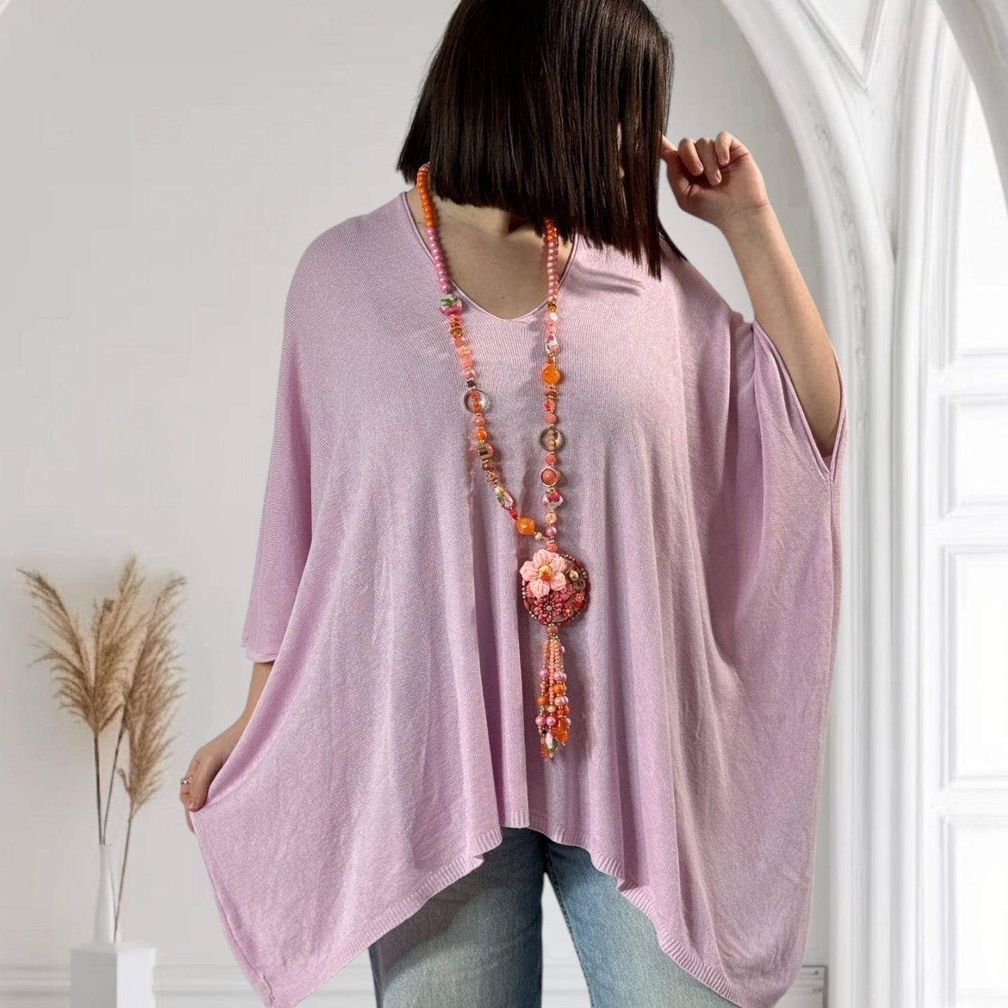 MERINGUE - PULLOVER AUS FLIESSENDER MASCHENWARE BIS GRÖSSE 56/58