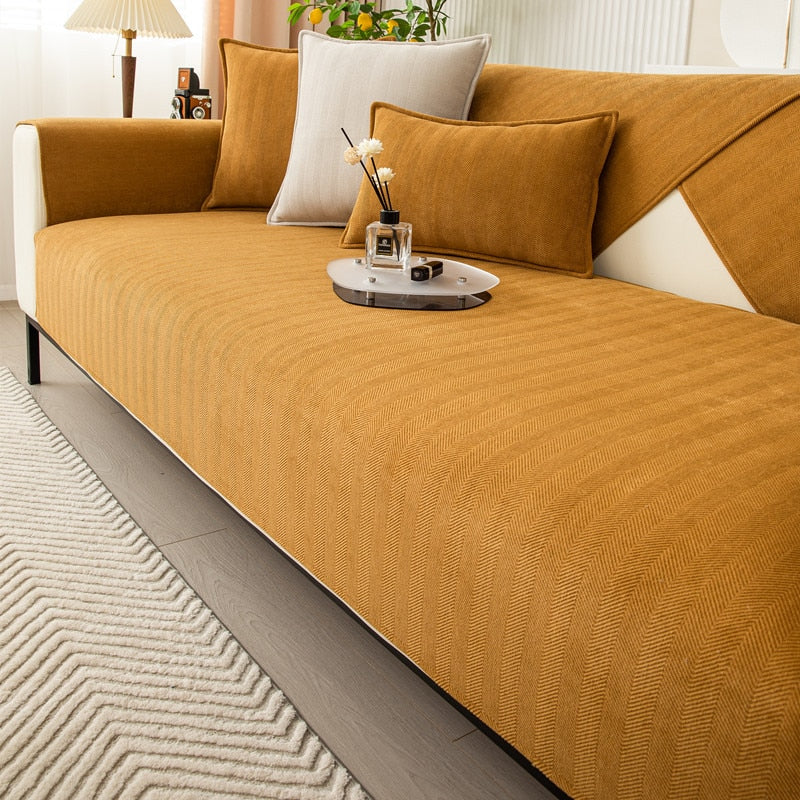 Luxuriöser Sofaschutz aus Herringbone-Chenille