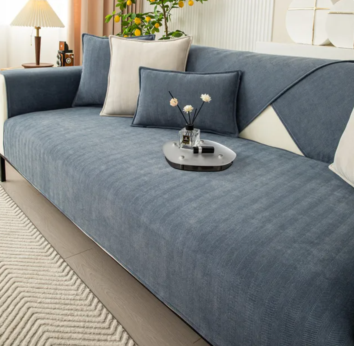 Luxuriöser Sofaschutz aus Herringbone-Chenille