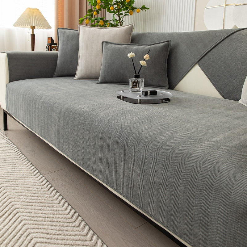 Luxuriöser Sofaschutz aus Herringbone-Chenille