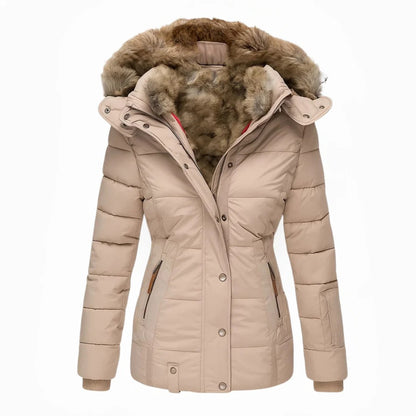Eleganter Damen-Wintermantel mit Kunstpelzkragen