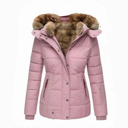 Eleganter Damen-Wintermantel mit Kunstpelzkragen