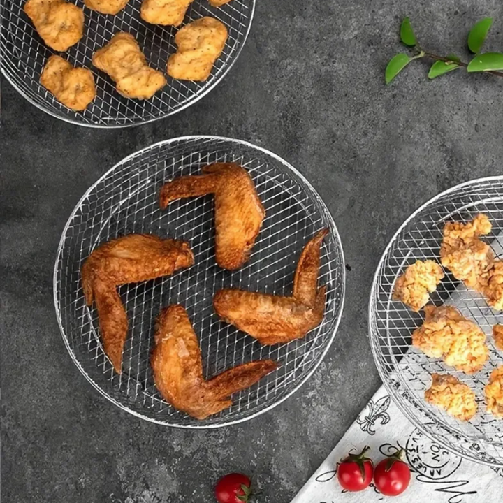 3er Set Stapelbare Körbe für Airfryer + 2 Zangen GRATIS