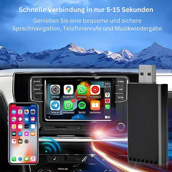 EasyPlay | Intelligenter Kabelloser Adapter für CarPlay & Android Auto | USB-A & USB-C