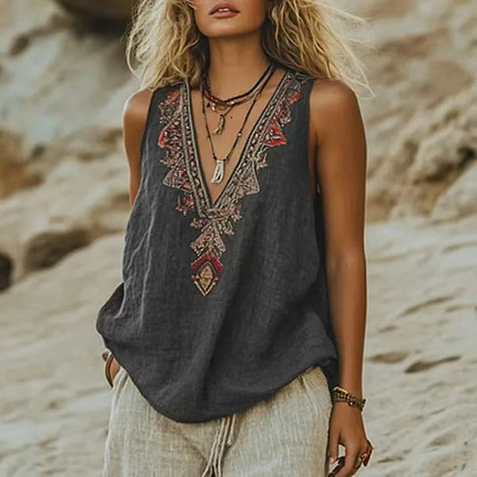 Ethnisches Vintage-Top Frau