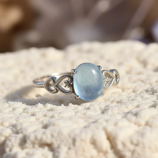 Verstellbarer Ring aus Aquamarin
