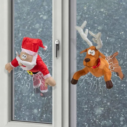 Weihnachtsdekorationen Weihnachtsmann und zerquetschtes Rentier