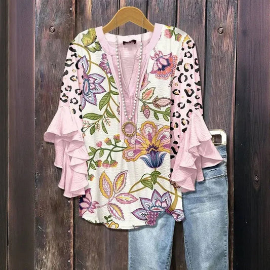Bluse mit Vintage-Blumendruck