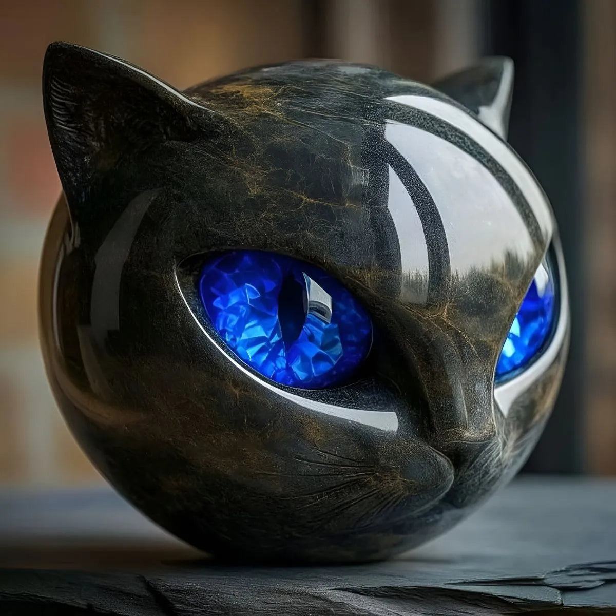 Skulptur „Schwarze Katze“ aus Stein