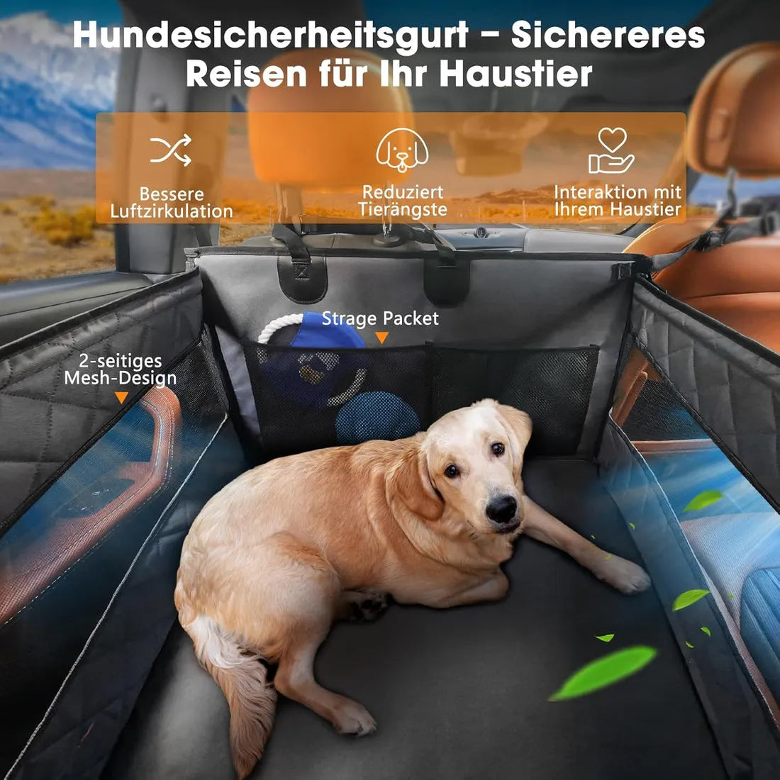 Autositz-Erweiterung mit Hartboden für Hunde