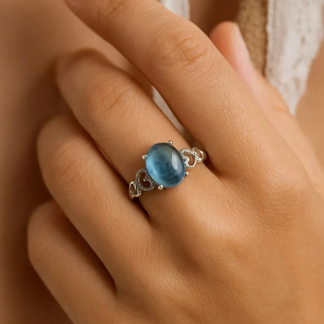 Verstellbarer Ring aus Aquamarin