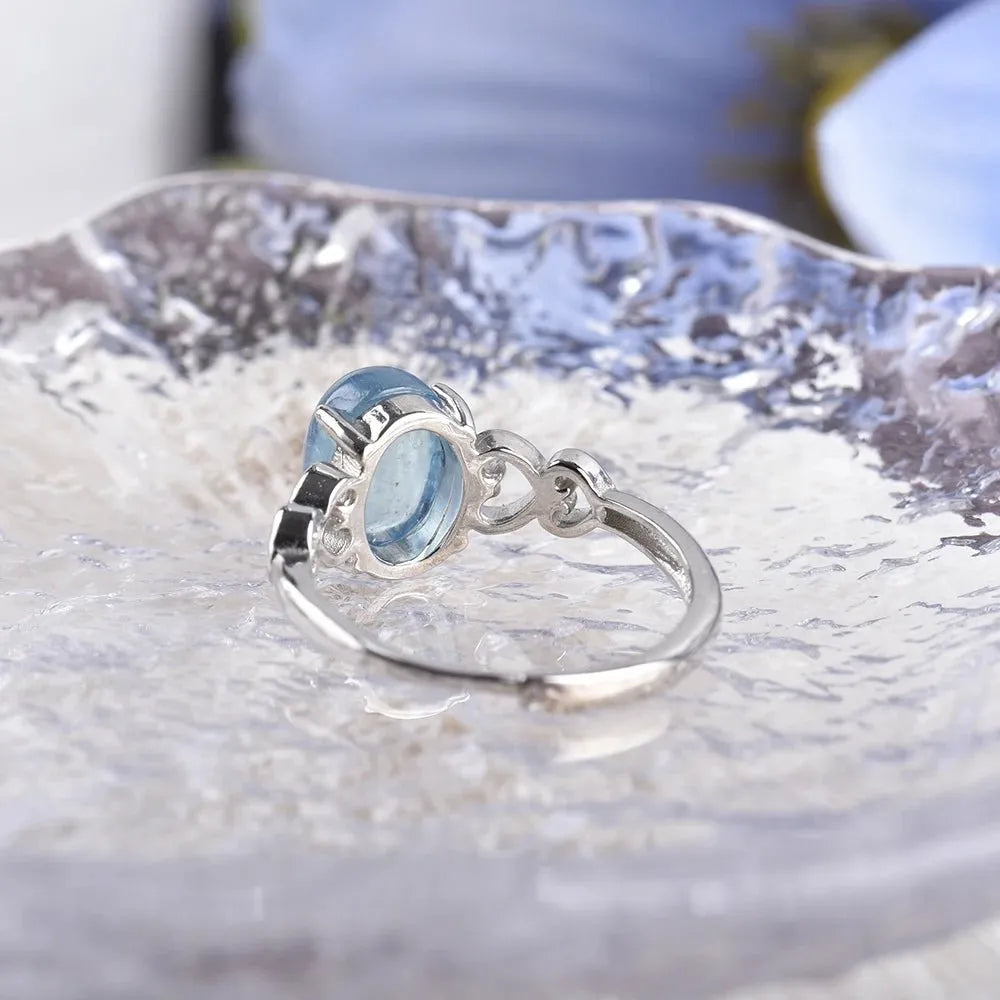Verstellbarer Ring aus Aquamarin