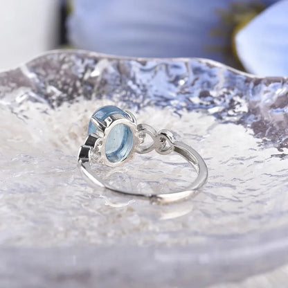 Verstellbarer Ring aus Aquamarin