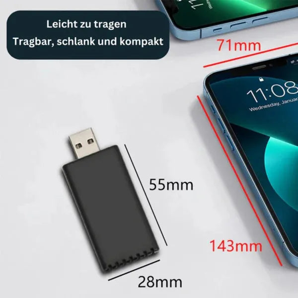 EasyPlay | Intelligenter Kabelloser Adapter für CarPlay & Android Auto | USB-A & USB-C