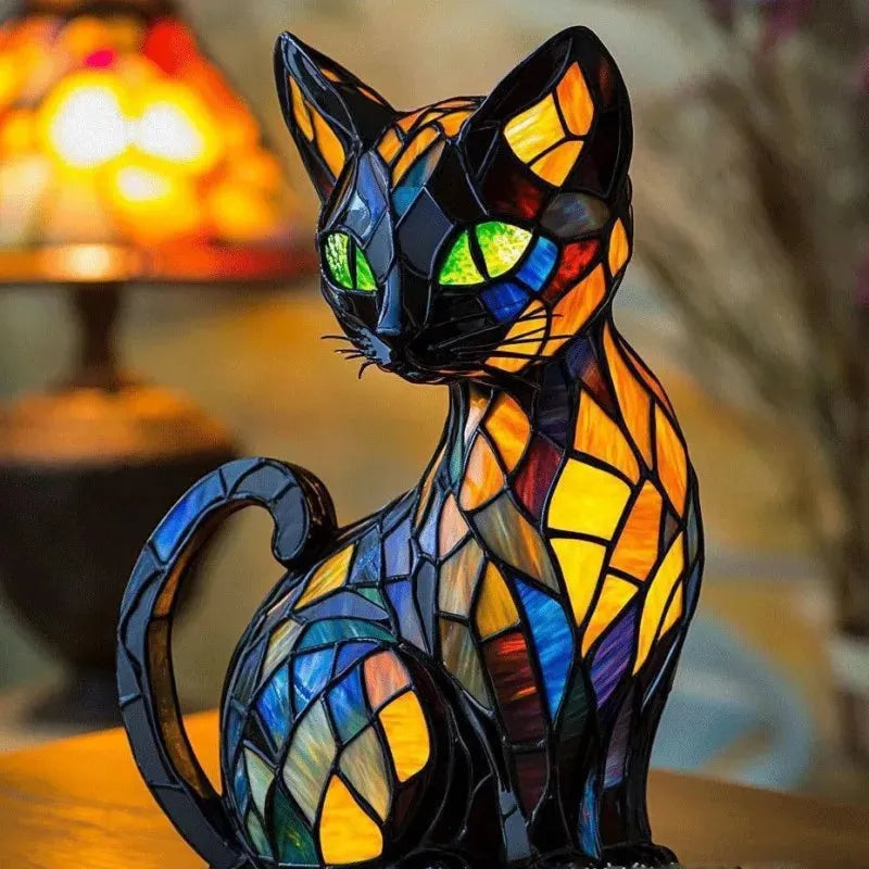 Lampe aus farbigem Glas im Tiffany-Stil