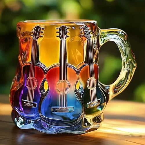 Handgefertigte 3D-Tasse mit Gitarrenmotiven