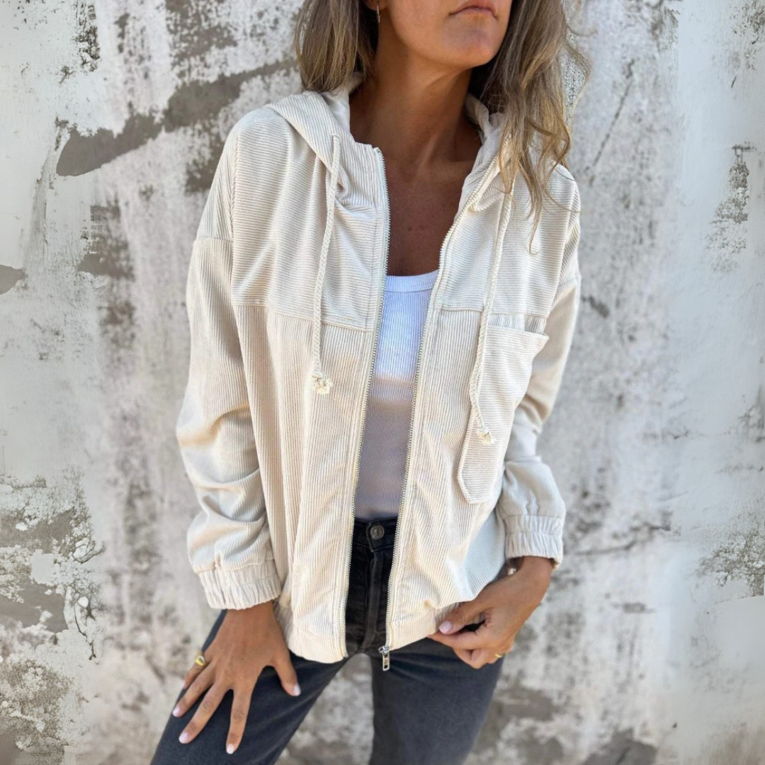 Kord-Hoodie con cappuccio a forma di Reißverschluss