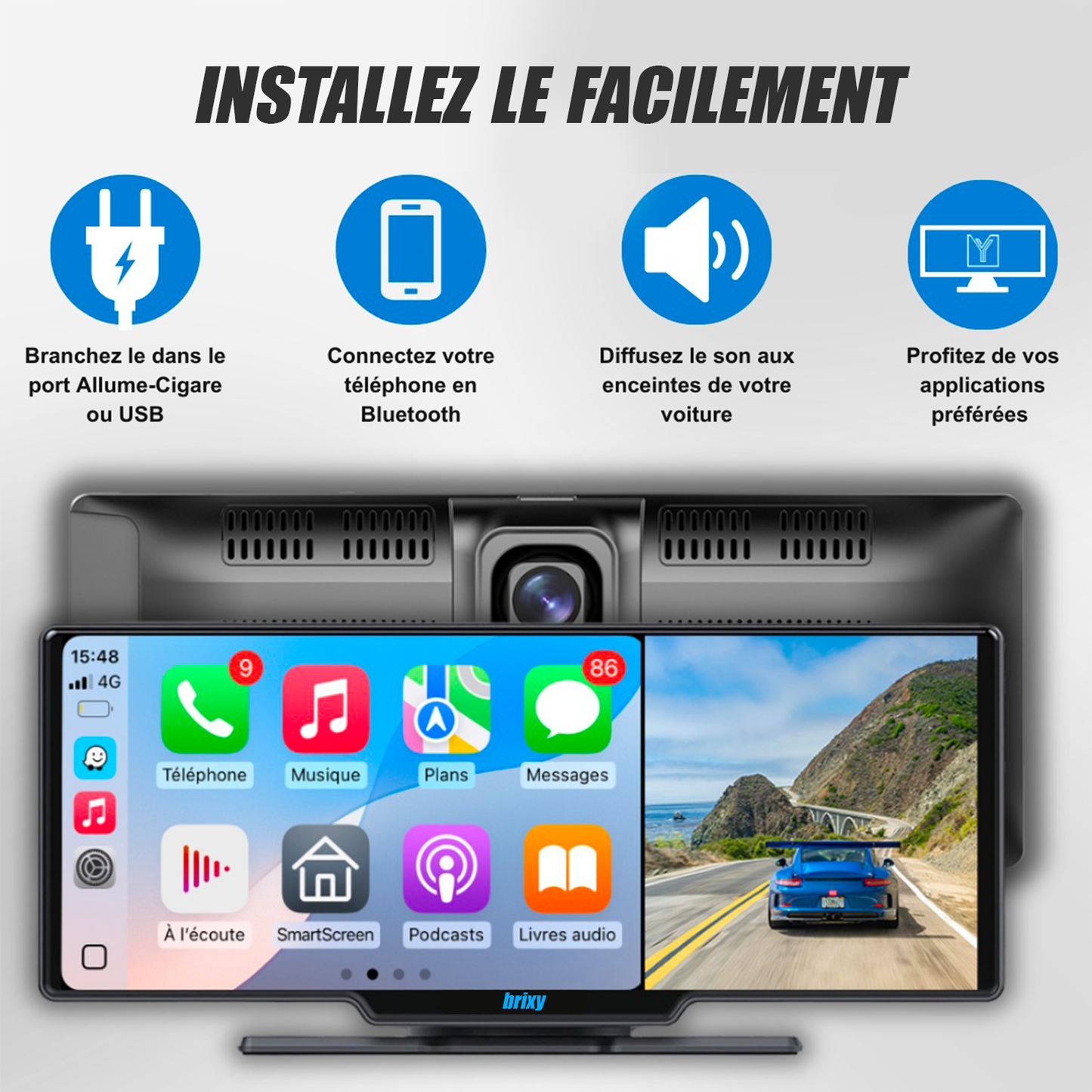 Dashcam con CarPlay 4K integrato - Brixy