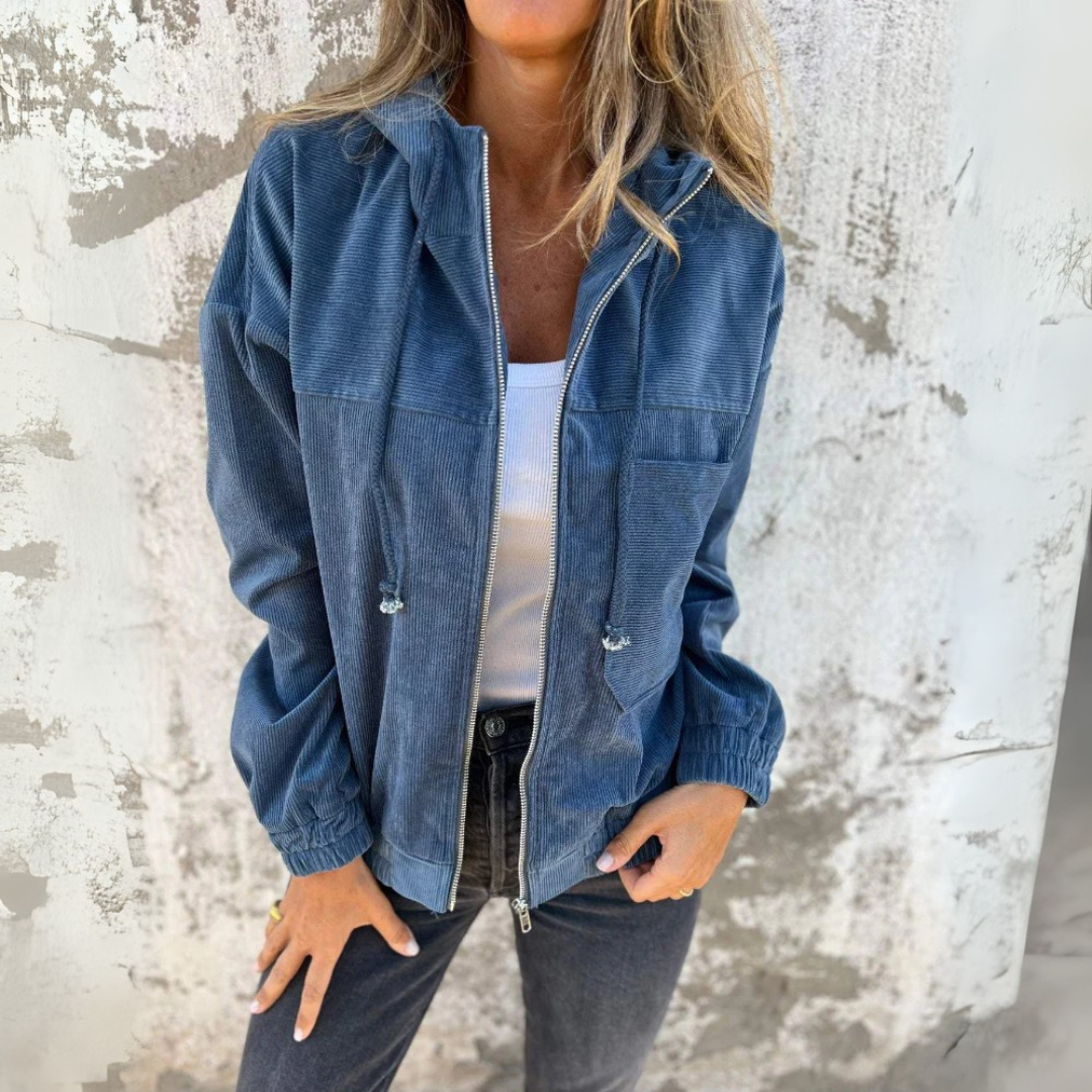 Kord-Hoodie con cappuccio a forma di Reißverschluss