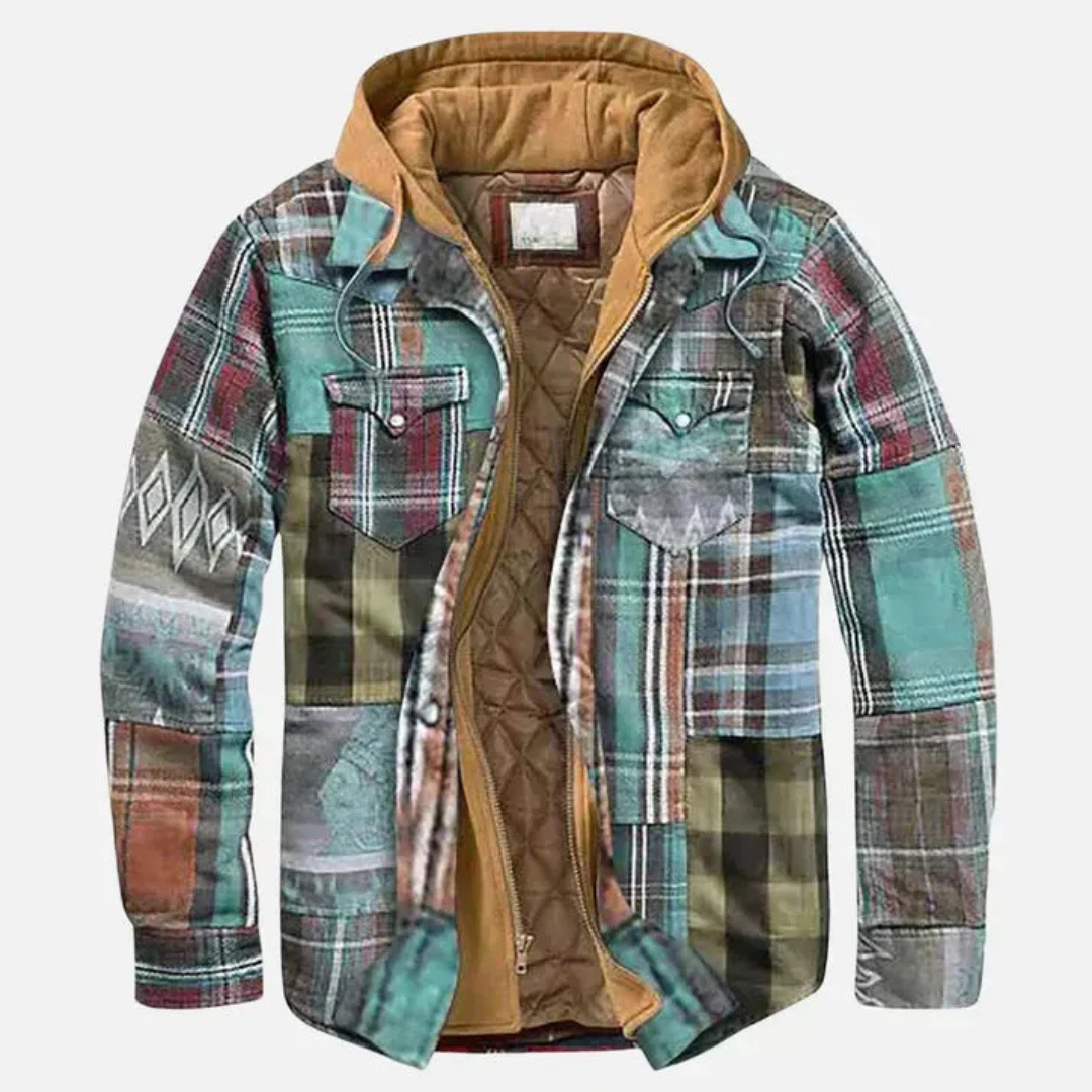 Giacca casual patchwork a quadri