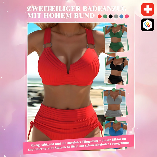 Zweiteiliger Badeanzug Damen mit hohem Bund