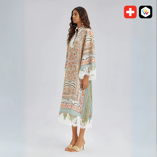 Abito in pizzo con stampa vintage