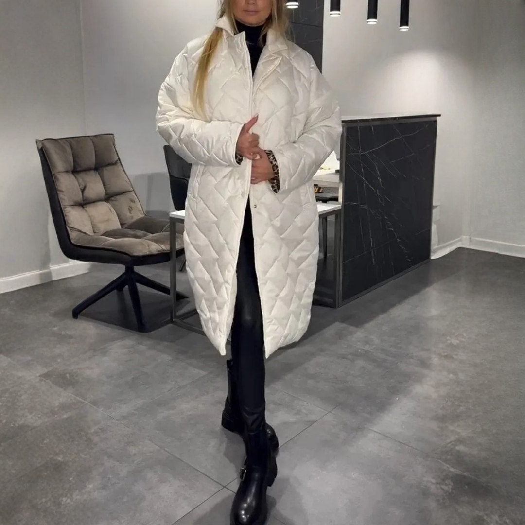 Wende-Steppmantel con taglierino di Leoparden