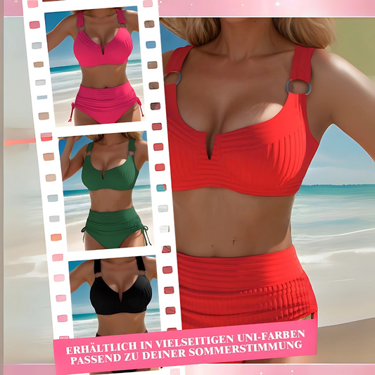 Zweiteiliger Badeanzug Damen mit hohem Bund