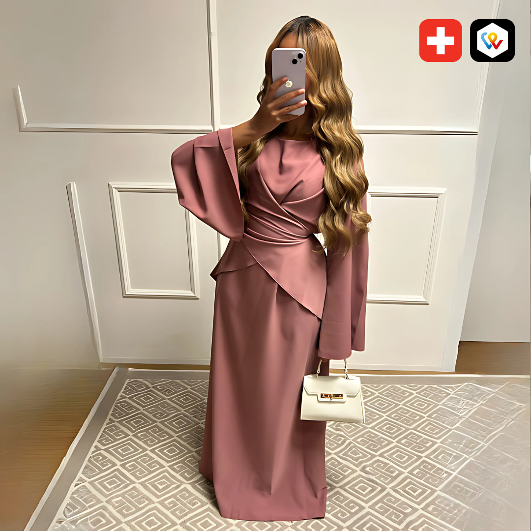 Abaya fluente con maniche a farfalla