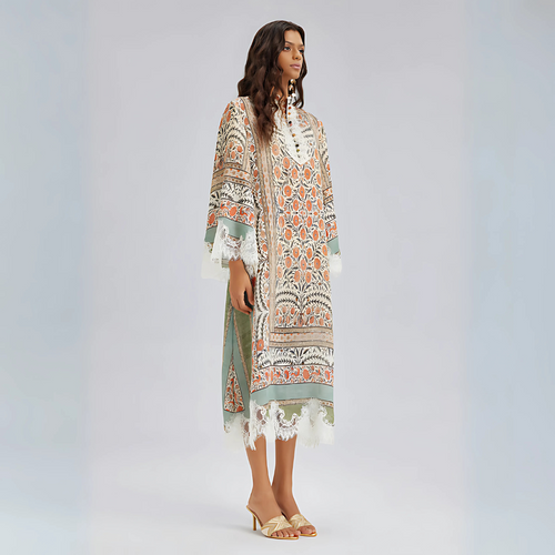 Abito in pizzo con stampa vintage